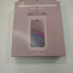 Waterproof Phone Pouch with Neck Lanyard - Pink, Universal,New.